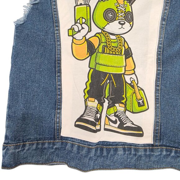 One-Of-A-Kind Custom Forever 21 Distressed Denim Vest Sz S - Picture 3 of 16